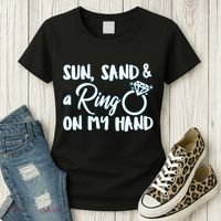Bride Sun Sand & A Ring On My Hand Women's T-Shirt thumb 3