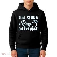 Bride Sun Sand & A Ring On My Hand Kids Hoodie thumb 4