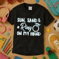 Bride Sun Sand & A Ring On My Hand Kids T-Shirt thumb 3