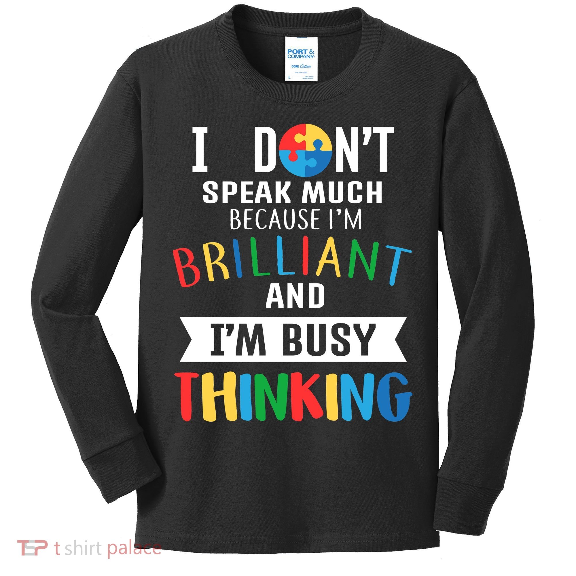 Brilliant And Busy Thinking Autism Awareness Kids Long Sleeve Shirt