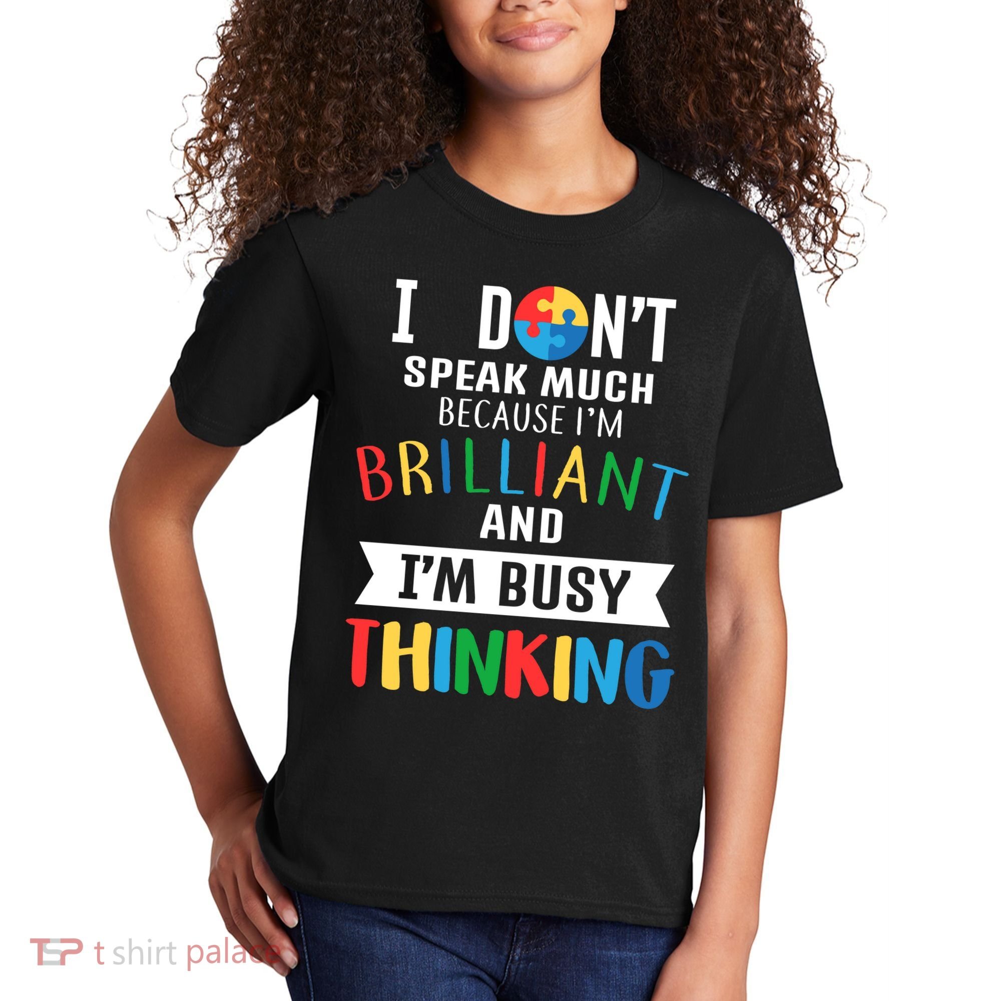 Brilliant And Busy Thinking Autism Awareness Kids T-Shirt