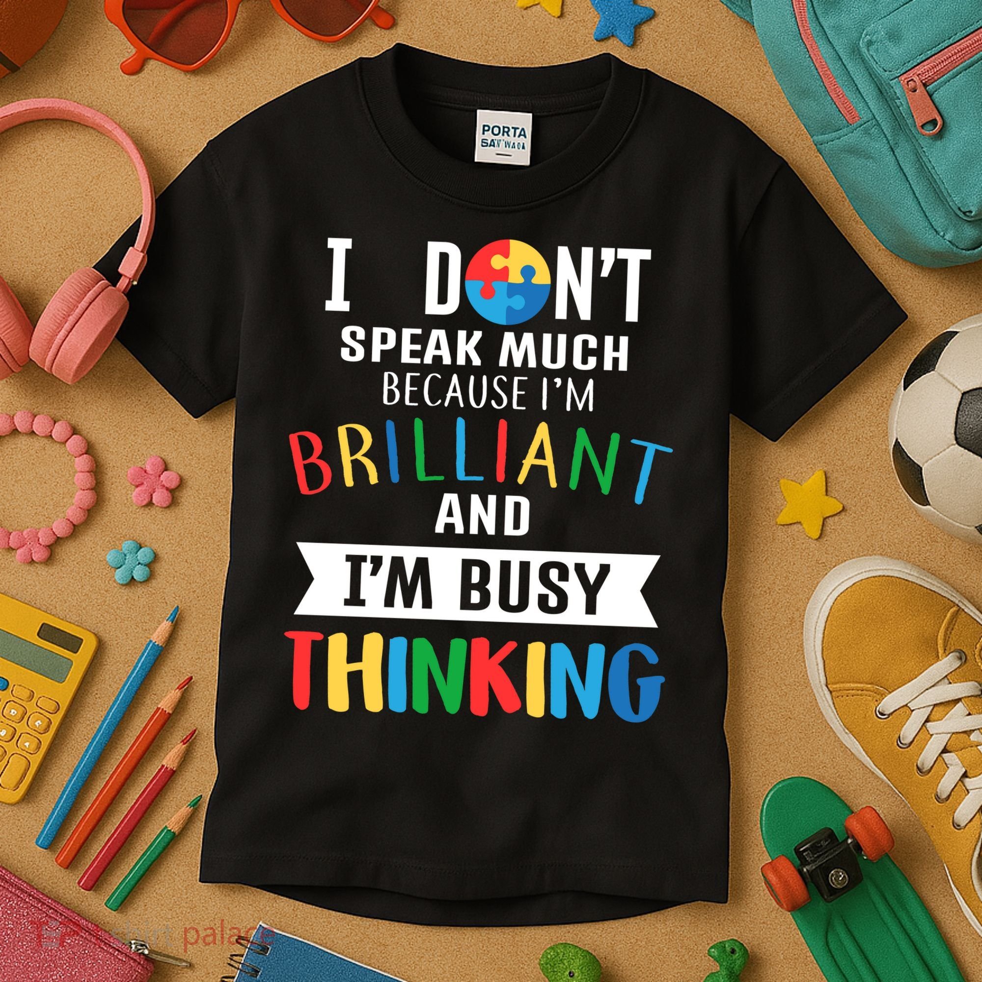 Brilliant And Busy Thinking Autism Awareness Kids T-Shirt