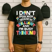 Brilliant Busy Thinking Autism Awareness Quote T-Shirt thumb 6