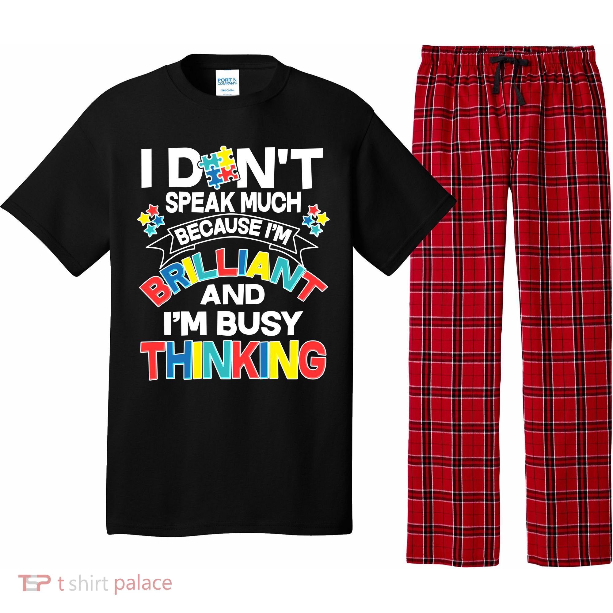 Brilliant Busy Thinking Autism Awareness Quote Pajama Set