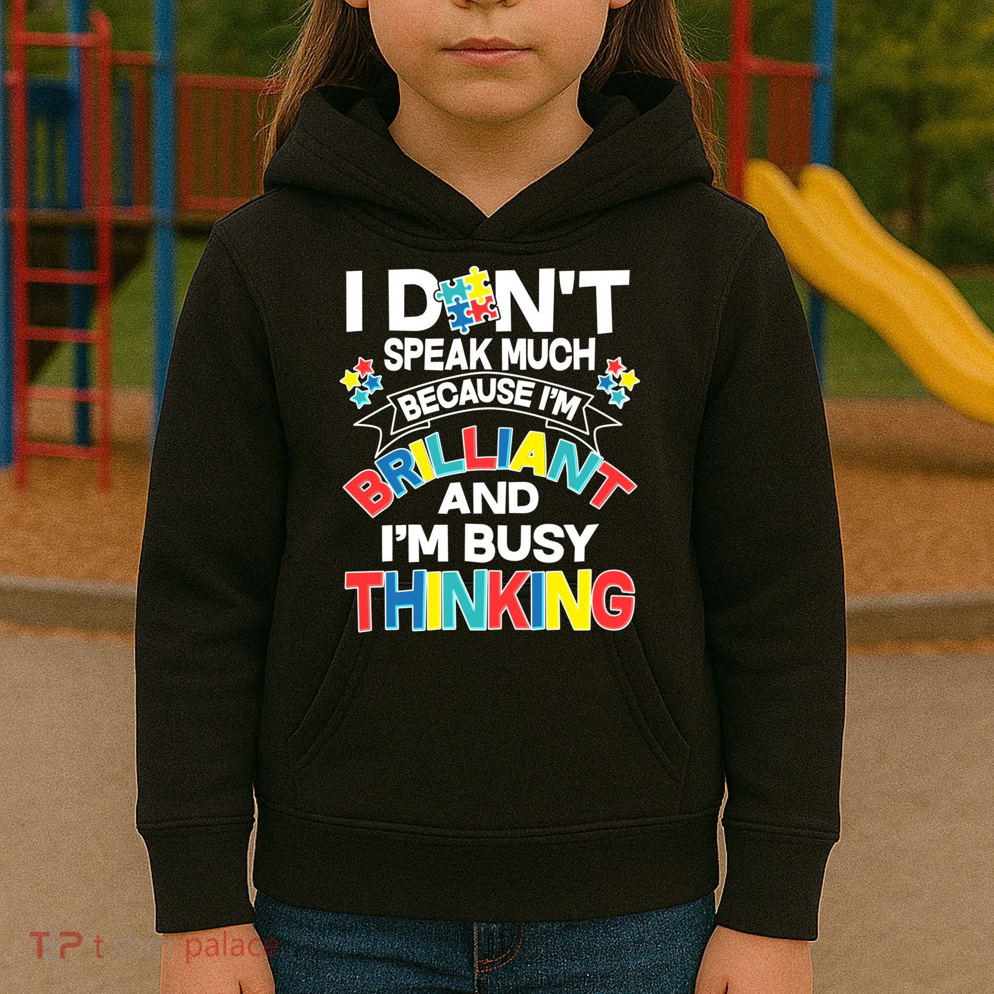 Brilliant Busy Thinking Autism Awareness Quote Kids Hoodie