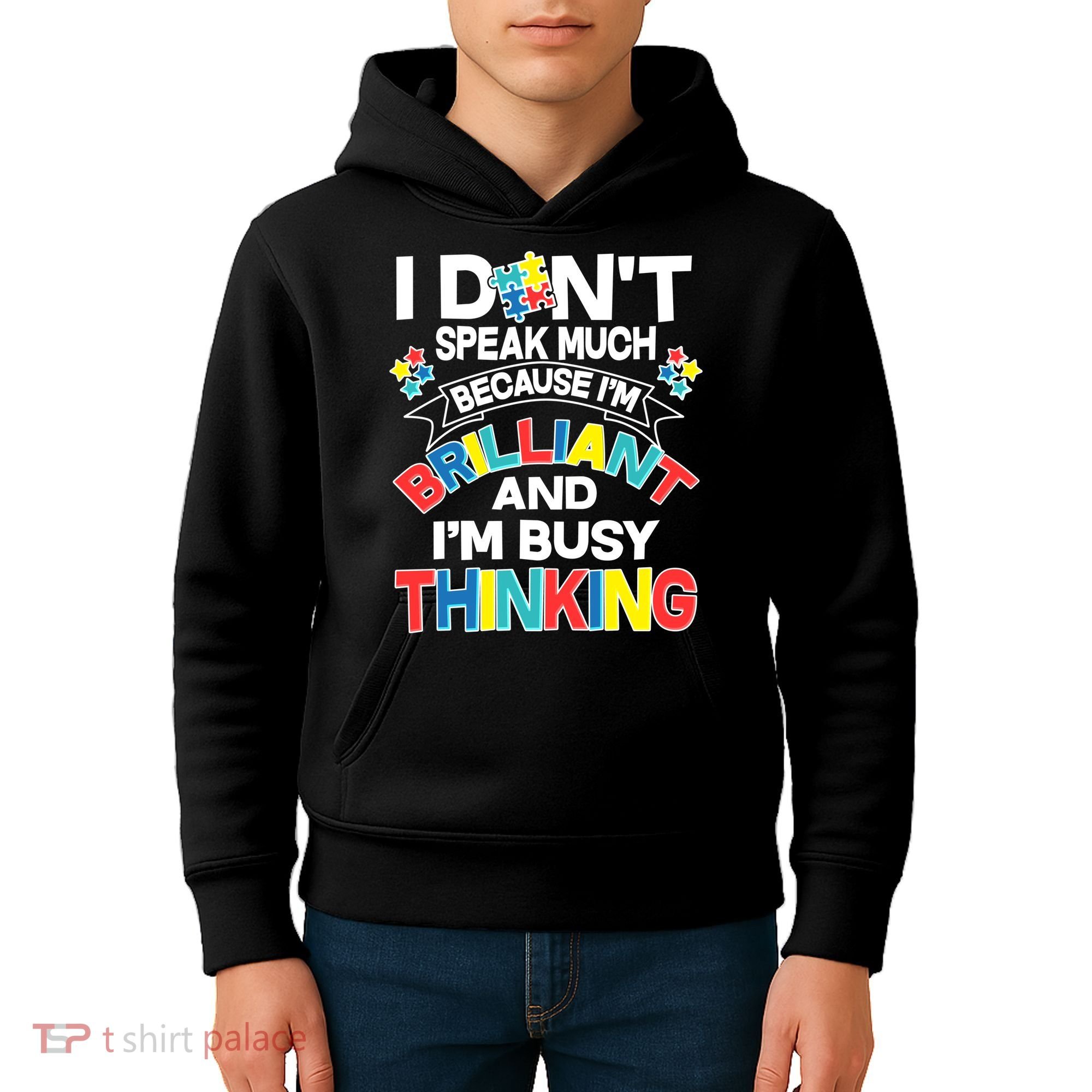 Brilliant Busy Thinking Autism Awareness Quote Kids Hoodie