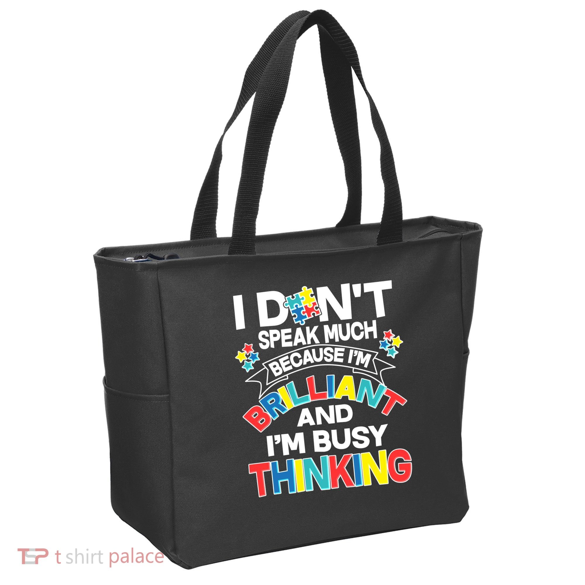 Brilliant Busy Thinking Autism Awareness Quote Tote Bag