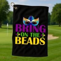 Bring On The Beads Mardi Gras Golf Towel thumb 1