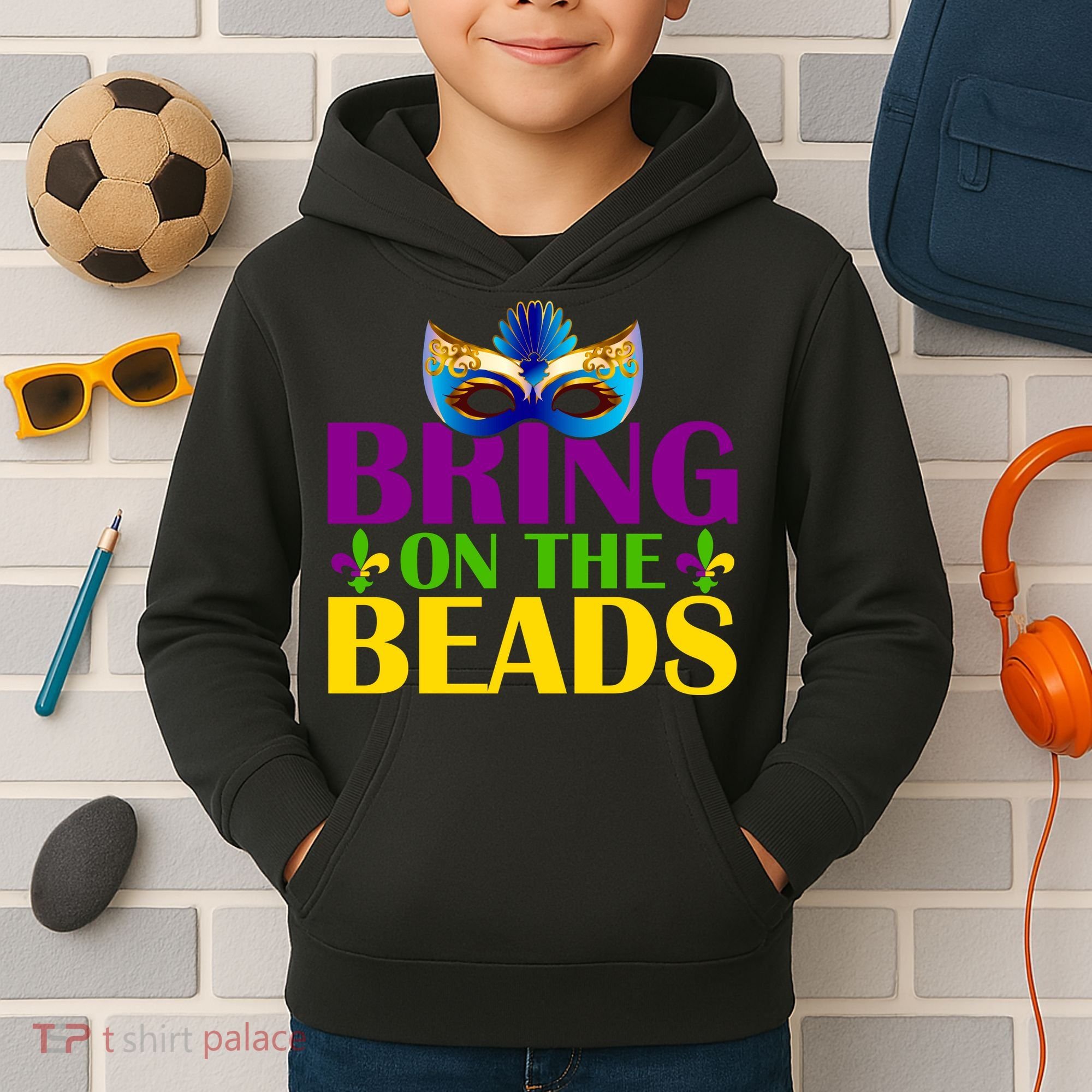 Bring On The Beads Mardi Gras Kids Hoodie