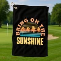 Bring On The Sunshine Tropical Palm Trees Golf Towel thumb 1