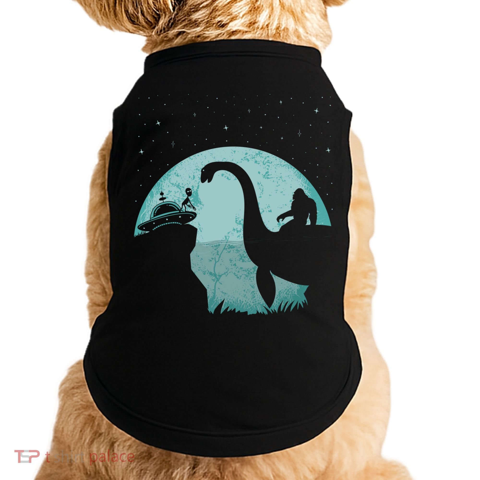 Bigfoot Riding Loch Ness Monster Sasquatch Ufo Abduction Doggie Tank