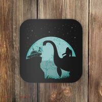 Bigfoot Riding Loch Ness Monster Sasquatch Ufo Abduction Coaster thumb 0