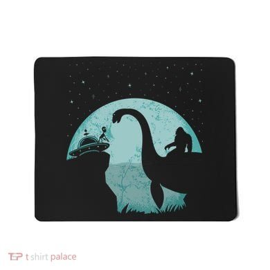 Bigfoot Riding Loch Ness Monster Sasquatch Ufo Abduction Mousepad