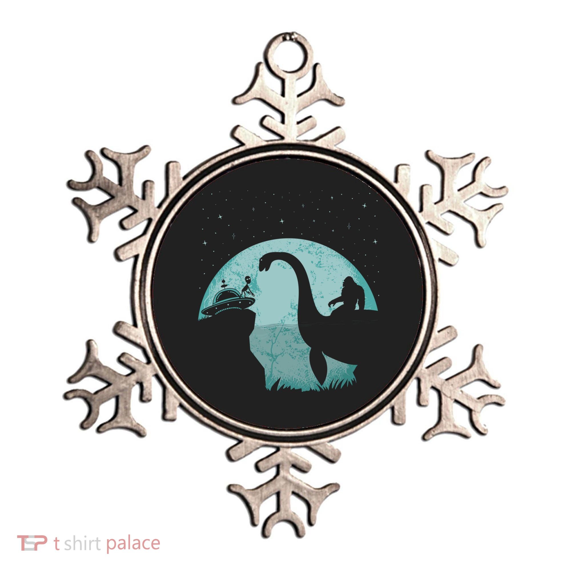 Bigfoot Riding Loch Ness Monster Sasquatch Ufo Abduction Ornament