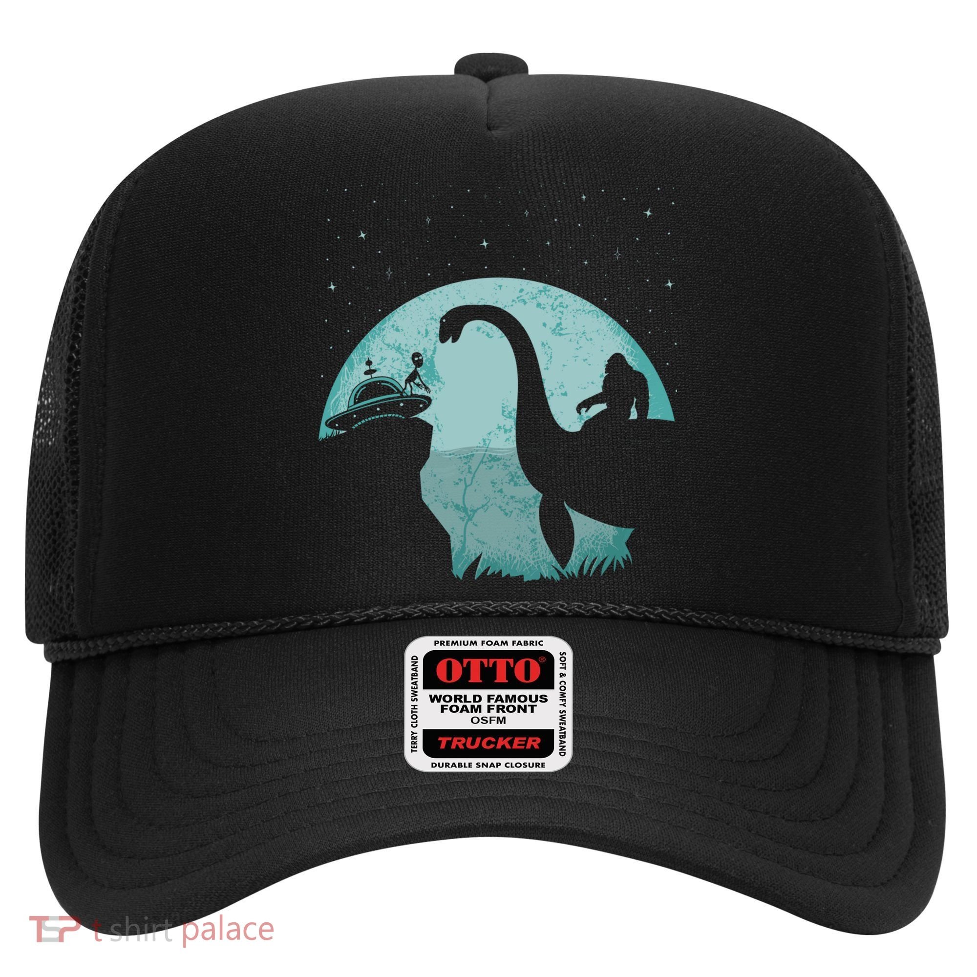 Bigfoot Riding Loch Ness Monster Sasquatch Ufo Abduction Hat