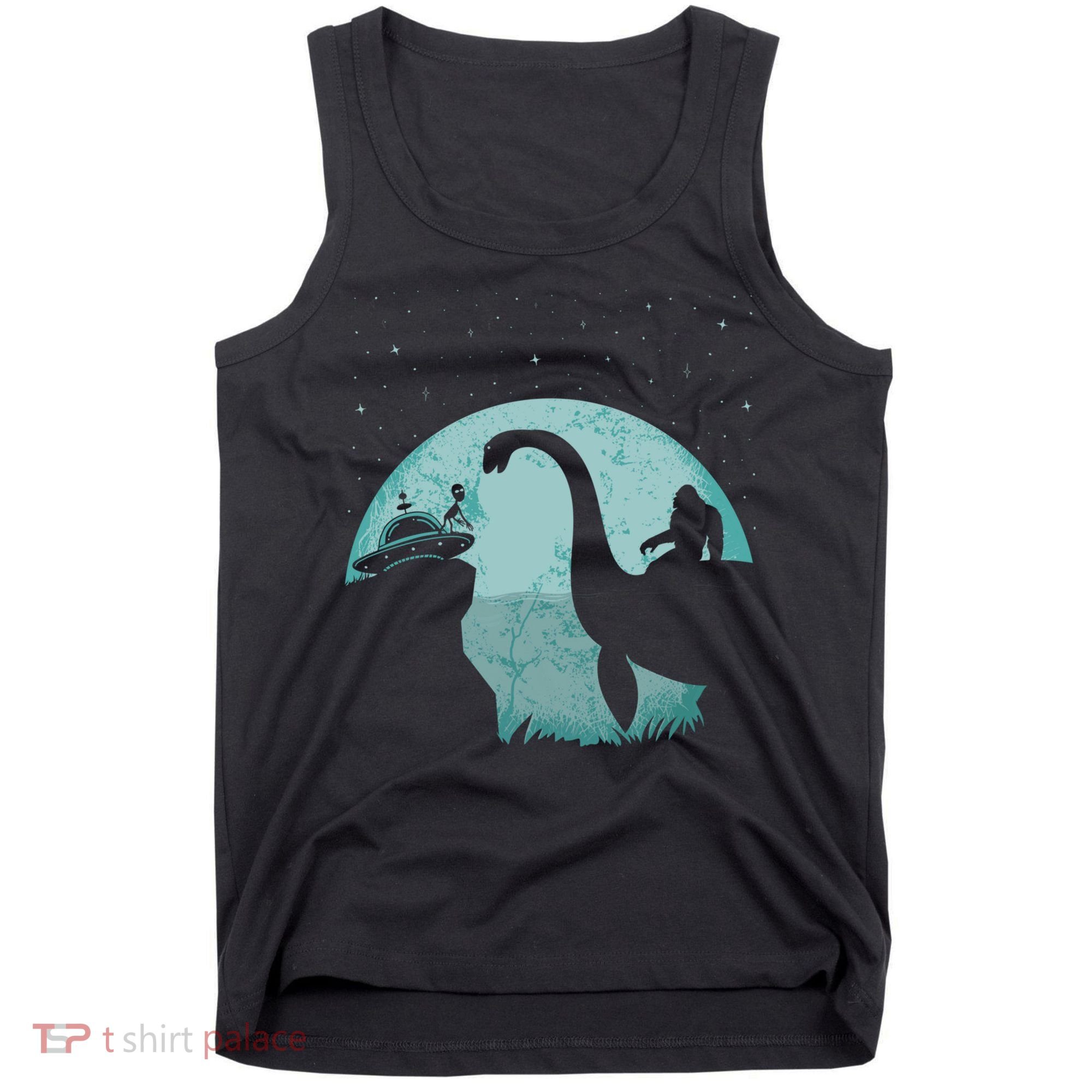 Bigfoot Riding Loch Ness Monster Sasquatch Ufo Abduction Tank Top