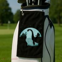 Bigfoot Riding Loch Ness Monster Sasquatch Ufo Abduction Golf Towel thumb 2