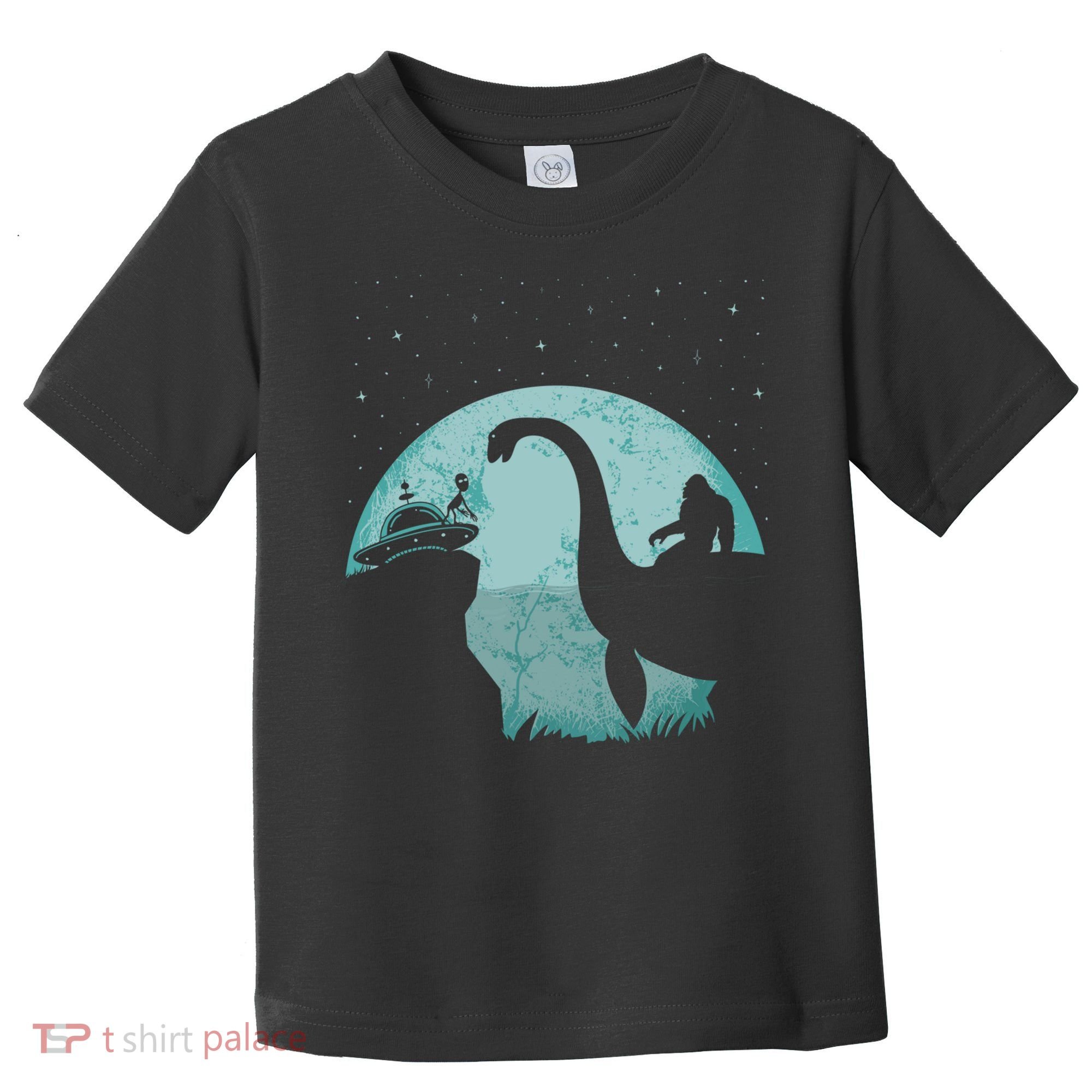 Bigfoot Riding Loch Ness Monster Sasquatch Ufo Abduction Toddler T-Shirt