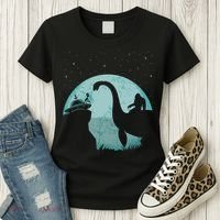 Bigfoot Riding Loch Ness Monster Sasquatch Ufo Abduction Women's T-Shirt thumb 3