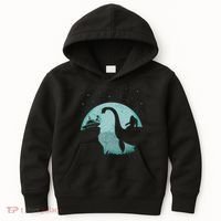 Bigfoot Riding Loch Ness Monster Sasquatch Ufo Abduction Kids Hoodie thumb 0