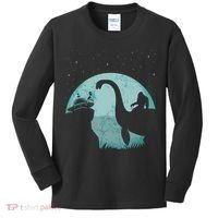 Bigfoot Riding Loch Ness Monster Sasquatch Ufo Abduction Kids Long Sleeve Shirt thumb 0