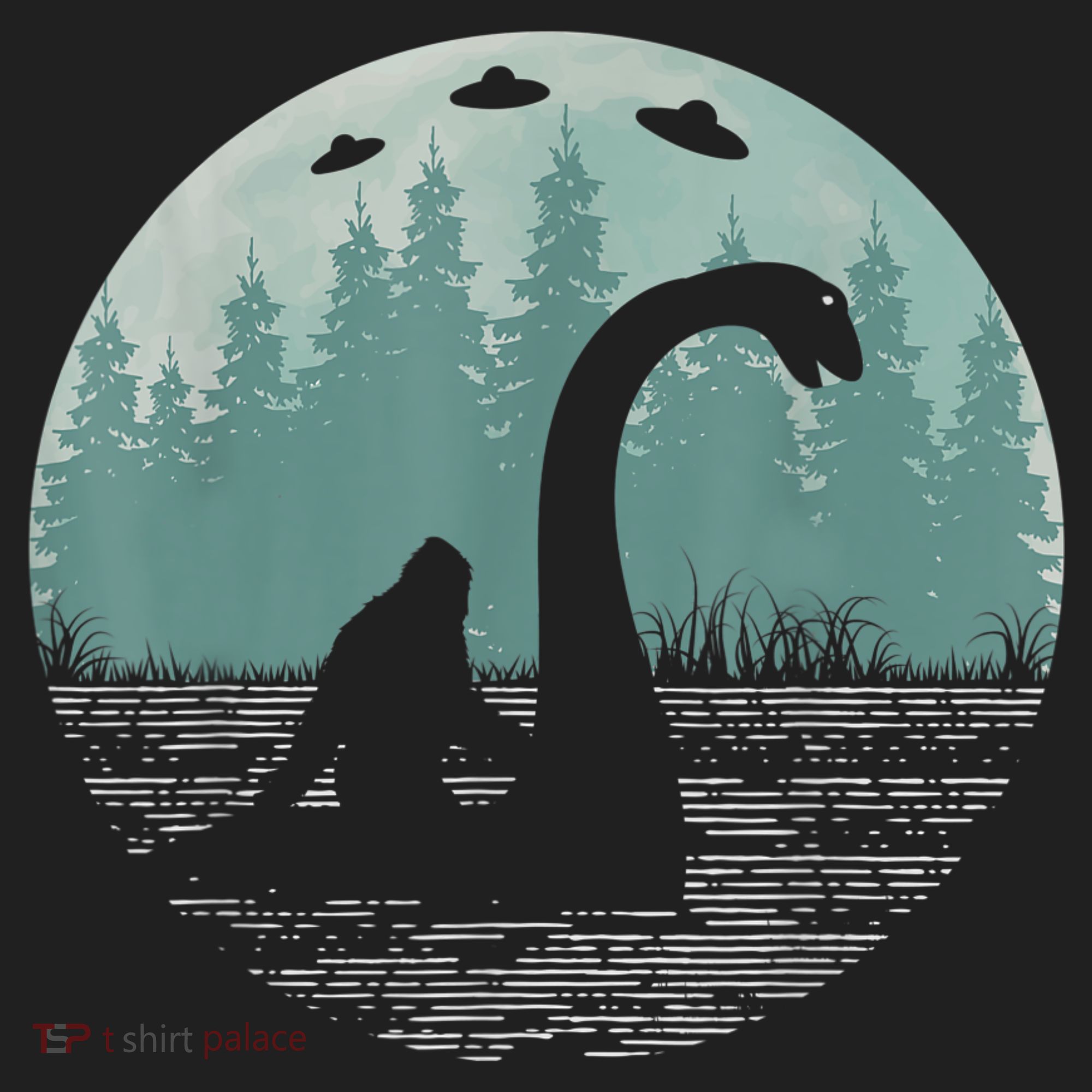 Bigfoot Riding Loch Ness Monster Nessie Funny Sasquatch Ufo Women's Sweatshirt