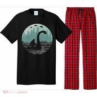Bigfoot Riding Loch Ness Monster Nessie Funny Sasquatch Ufo Pajama Set thumb 0