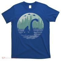 Bigfoot Riding Loch Ness Monster Nessie Funny Sasquatch Ufo T-Shirt thumb 0