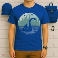 Bigfoot Riding Loch Ness Monster Nessie Funny Sasquatch Ufo T-Shirt thumb 6