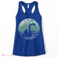 Bigfoot Riding Loch Ness Monster Nessie Funny Sasquatch Ufo Women's Tank Top thumb 0
