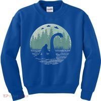 Bigfoot Riding Loch Ness Monster Nessie Funny Sasquatch Ufo Kids Sweatshirt thumb 0