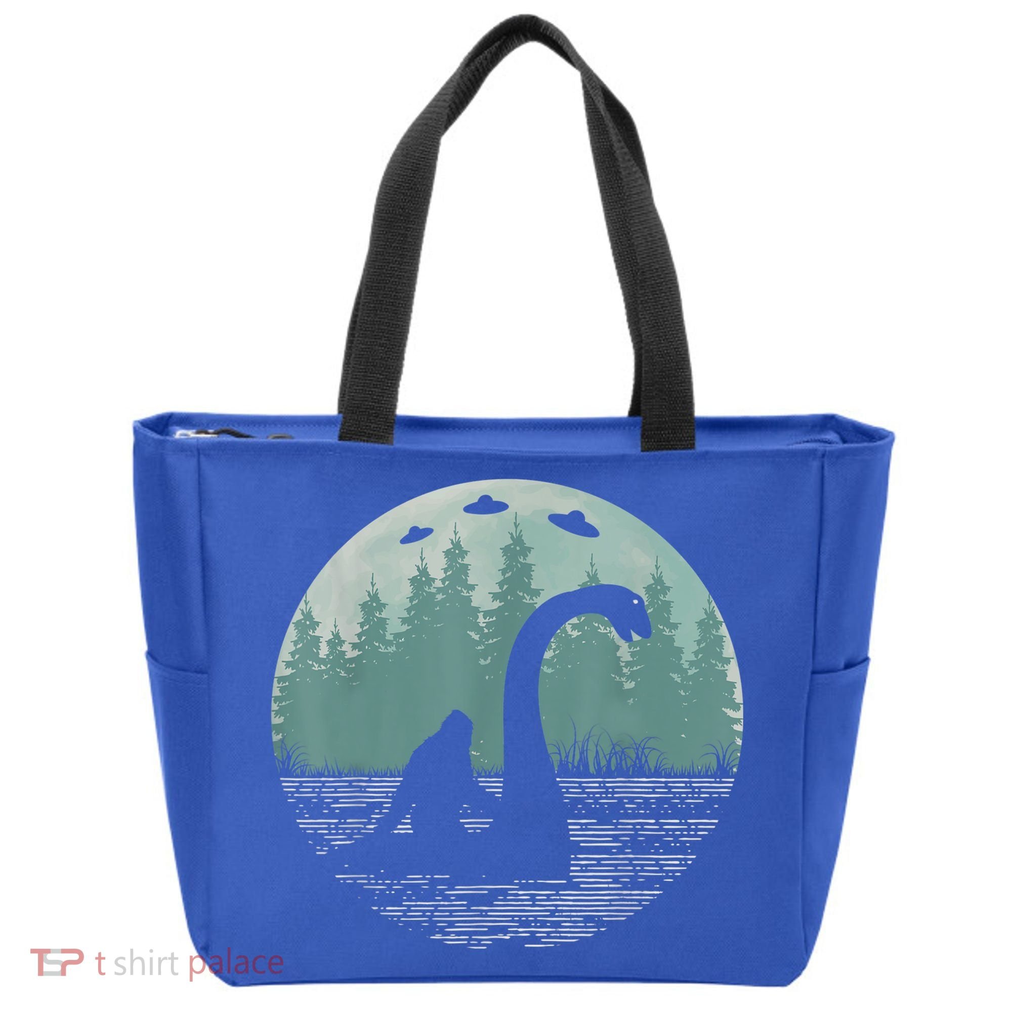 Bigfoot Riding Loch Ness Monster Nessie Funny Sasquatch Ufo Tote Bag