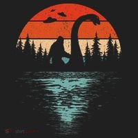 Bigfoot Riding Loch Ness Monster 80s Funny Sasquatch Nessie Women's Sweatshirt thumb 2