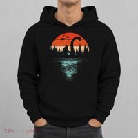 Bigfoot Riding Loch Ness Monster 80s Funny Sasquatch Nessie Hoodie thumb 0