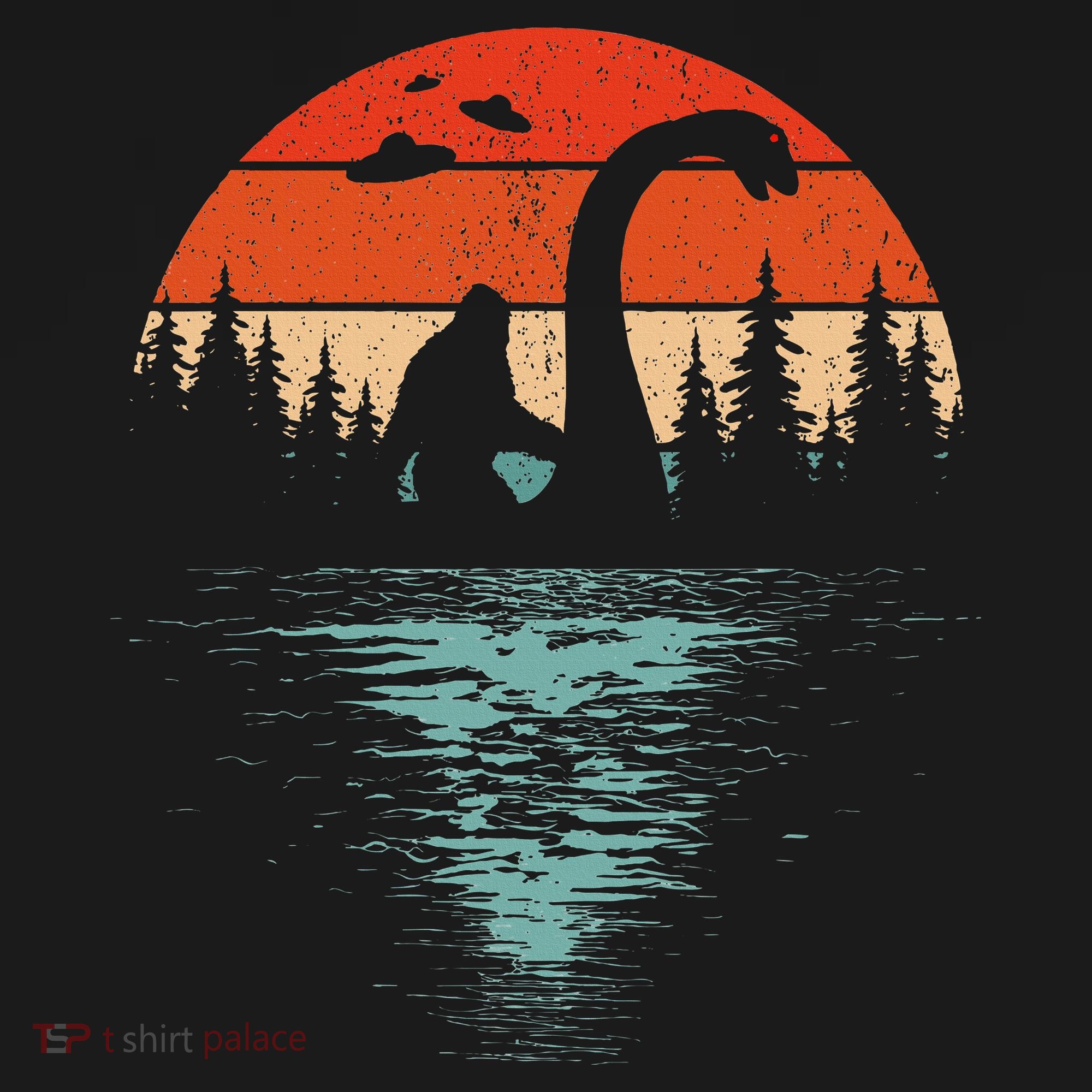 Bigfoot Riding Loch Ness Monster 80s Funny Sasquatch Nessie Long Sleeve Shirt
