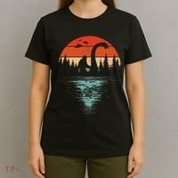 Bigfoot Riding Loch Ness Monster 80s Funny Sasquatch Nessie T-Shirt thumb 4