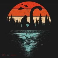 Bigfoot Riding Loch Ness Monster 80s Funny Sasquatch Nessie T-Shirt thumb 7