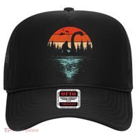 Bigfoot Riding Loch Ness Monster 80s Funny Sasquatch Nessie Hat thumb 0