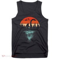 Bigfoot Riding Loch Ness Monster 80s Funny Sasquatch Nessie Tank Top thumb 0