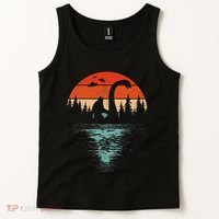 Bigfoot Riding Loch Ness Monster 80s Funny Sasquatch Nessie Tank Top thumb 2