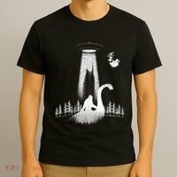 Bigfoot Riding Loch Ness Monster Nessie Funny Sasquatch Ufo T-Shirt thumb 3