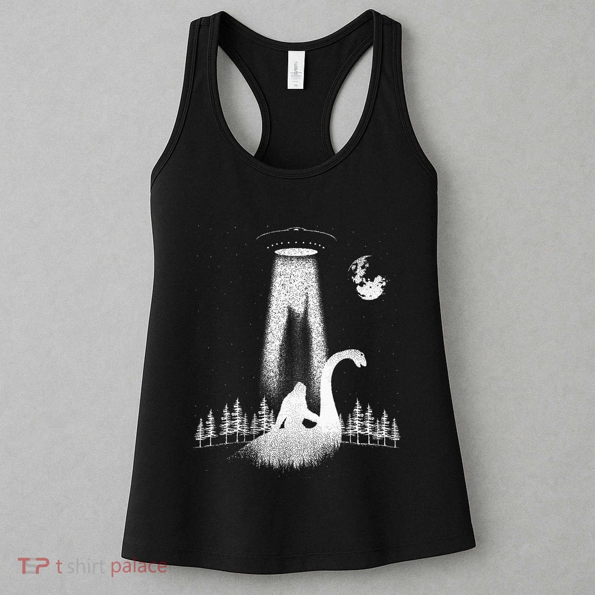 Bigfoot Riding Loch Ness Monster Nessie Funny Sasquatch Ufo Women's Tank Top