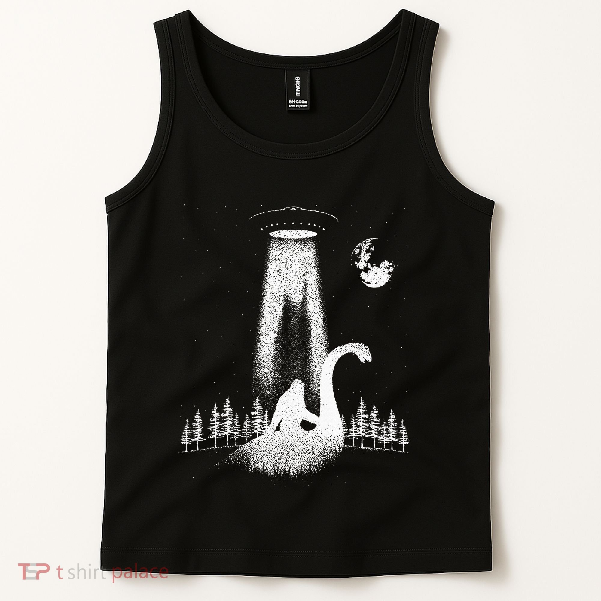 Bigfoot Riding Loch Ness Monster Nessie Funny Sasquatch Ufo Tank Top