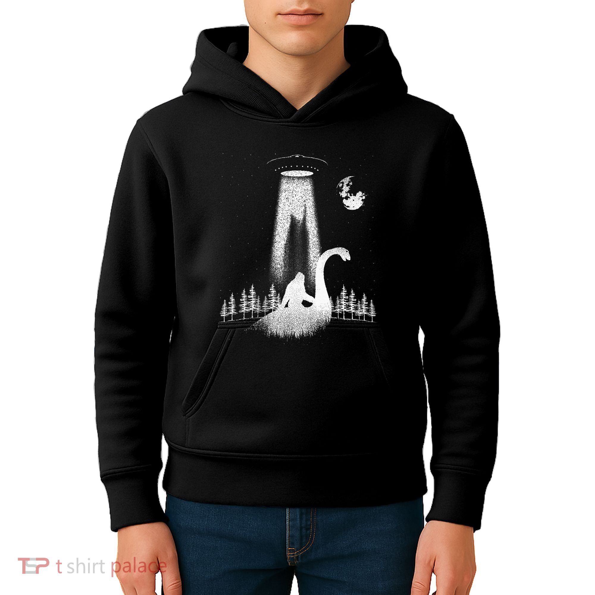 Bigfoot Riding Loch Ness Monster Nessie Funny Sasquatch Ufo Kids Hoodie