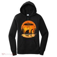 Bigfoot Riding Loch Ness Alien Ship UFO Moon Halloween Women's Hoodie thumb 0