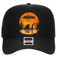Bigfoot Riding Loch Ness Alien Ship UFO Moon Halloween Hat thumb 0