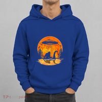 Bigfoot Riding Loch Ness Alien Ship UFO Moon Halloween Hoodie thumb 0