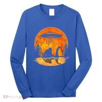 Bigfoot Riding Loch Ness Alien Ship UFO Moon Halloween Long Sleeve Shirt thumb 0