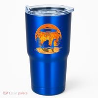 Bigfoot Riding Loch Ness Alien Ship UFO Moon Halloween Tumbler thumb 0