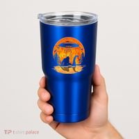 Bigfoot Riding Loch Ness Alien Ship UFO Moon Halloween Tumbler thumb 2